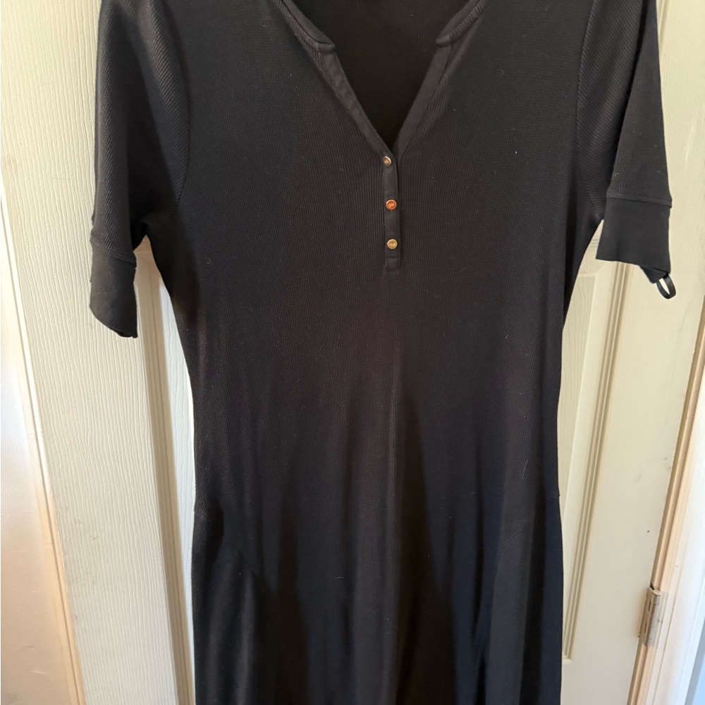 Polo by Ralph Lauren Black Maxi Dress with Button Detail